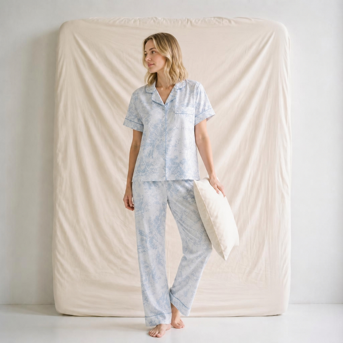 Pyjama Femme Satin Manches Courtes