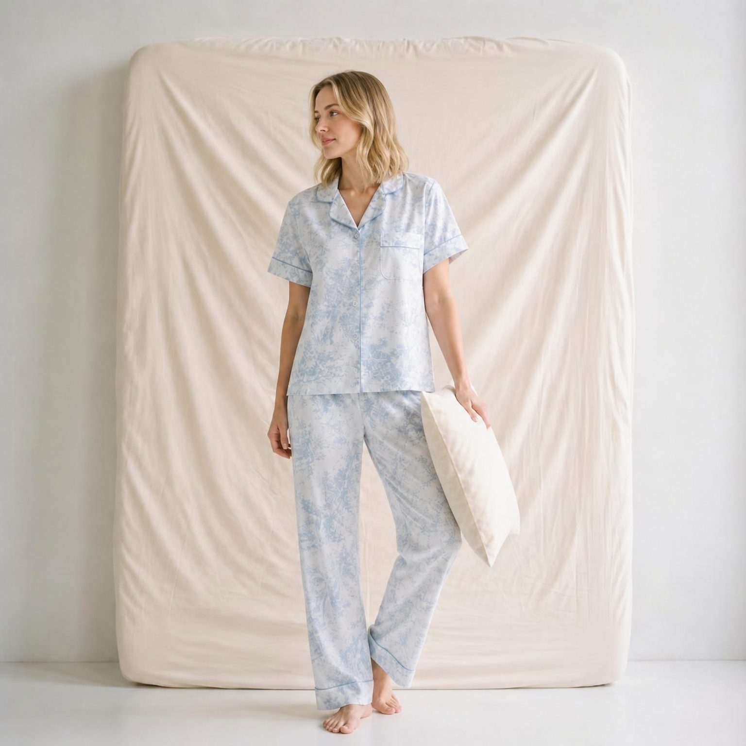Pyjama Femme Satin Manches Courtes