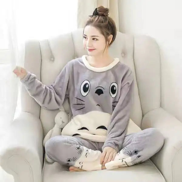 Pyjama Femme Velours Manches Longues