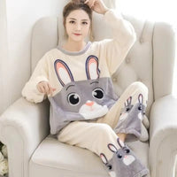 Pyjama Femme Velours Manches Longues