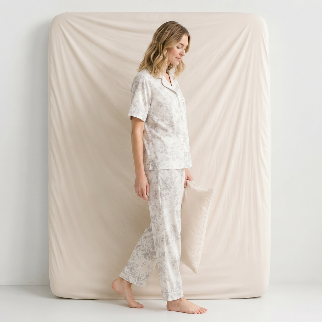 Pyjama Femme Satin Gris