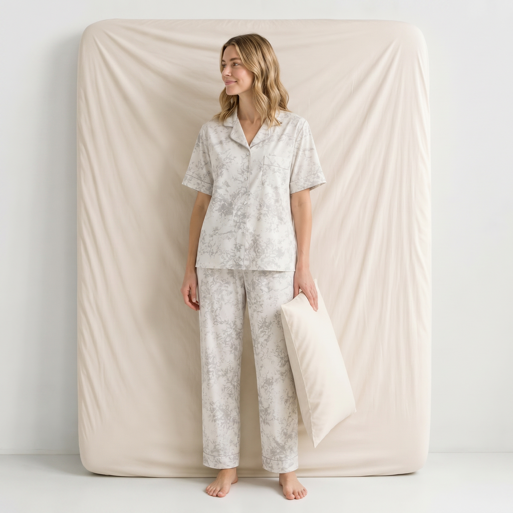 Pyjama Femme Satin Gris