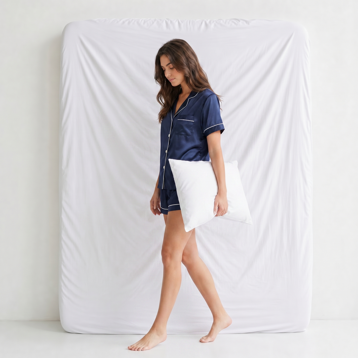 Pyjama Femme Satiné Bleu Marine
