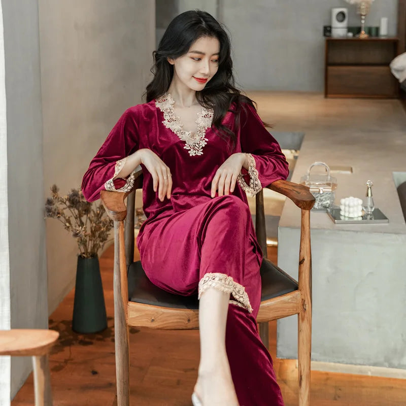 Pyjama Femme Velours Rouge