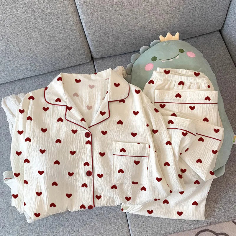 Pyjama Femme Coeurs Rouges