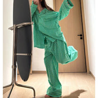 Pyjama Vert à Rayures pour Femme