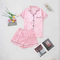 Pyjama Femme Satin Rose à Rayures