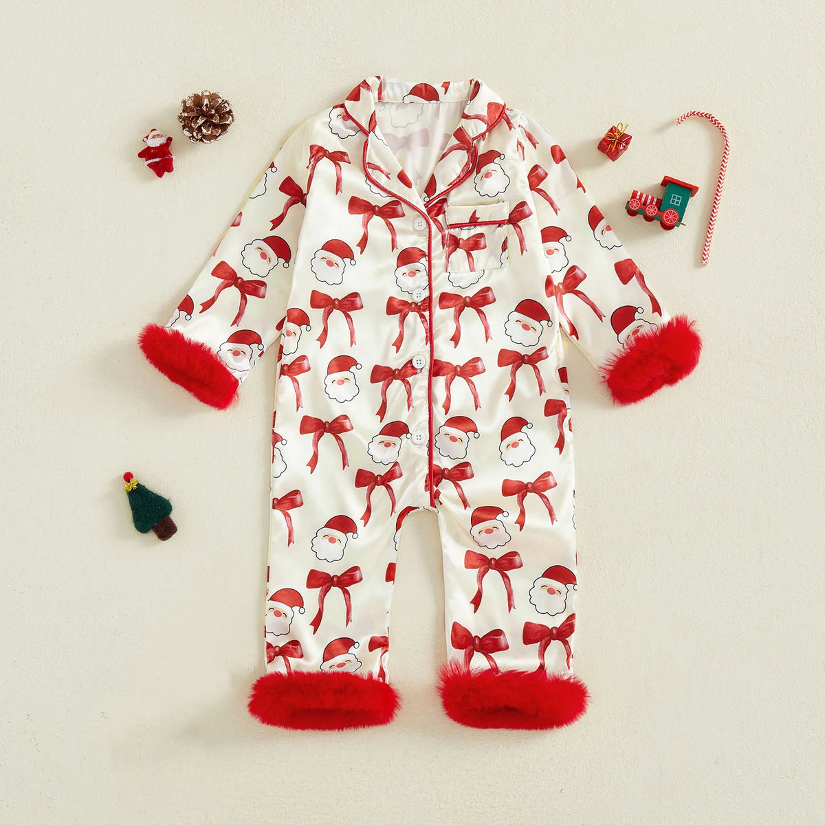 Combinaison Pyjama Bébé Fille Noël Satin