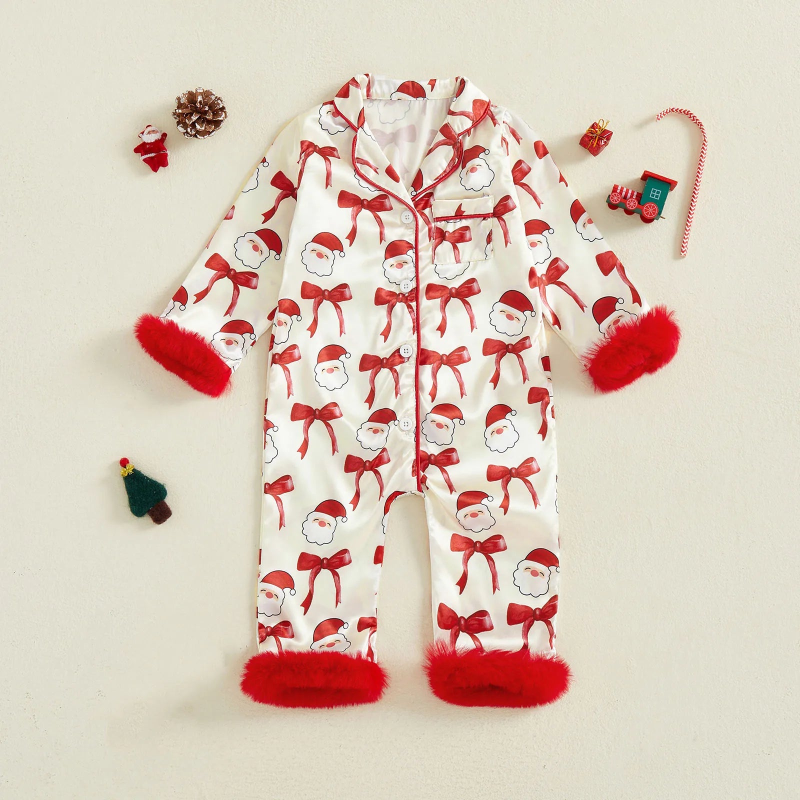 Combinaison Pyjama Bébé Fille Noël Satin