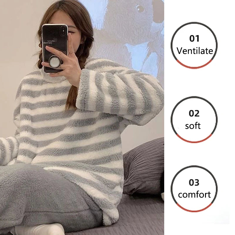 Pyjama Femme en Flanelle Rayures