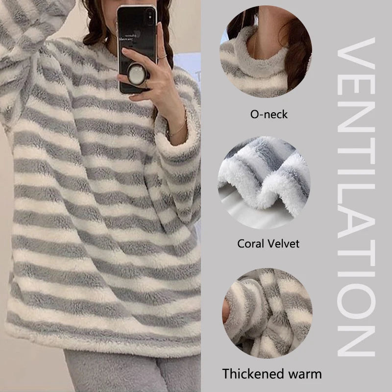 Pyjama Femme en Flanelle Rayures