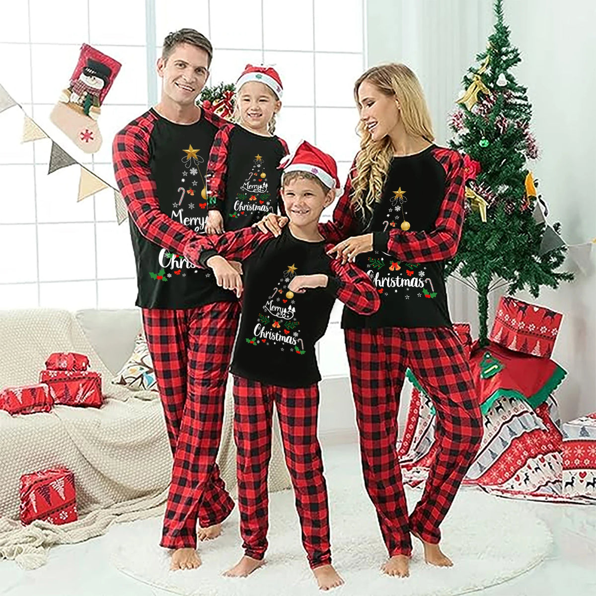 Pyjama Noël Famille et chien