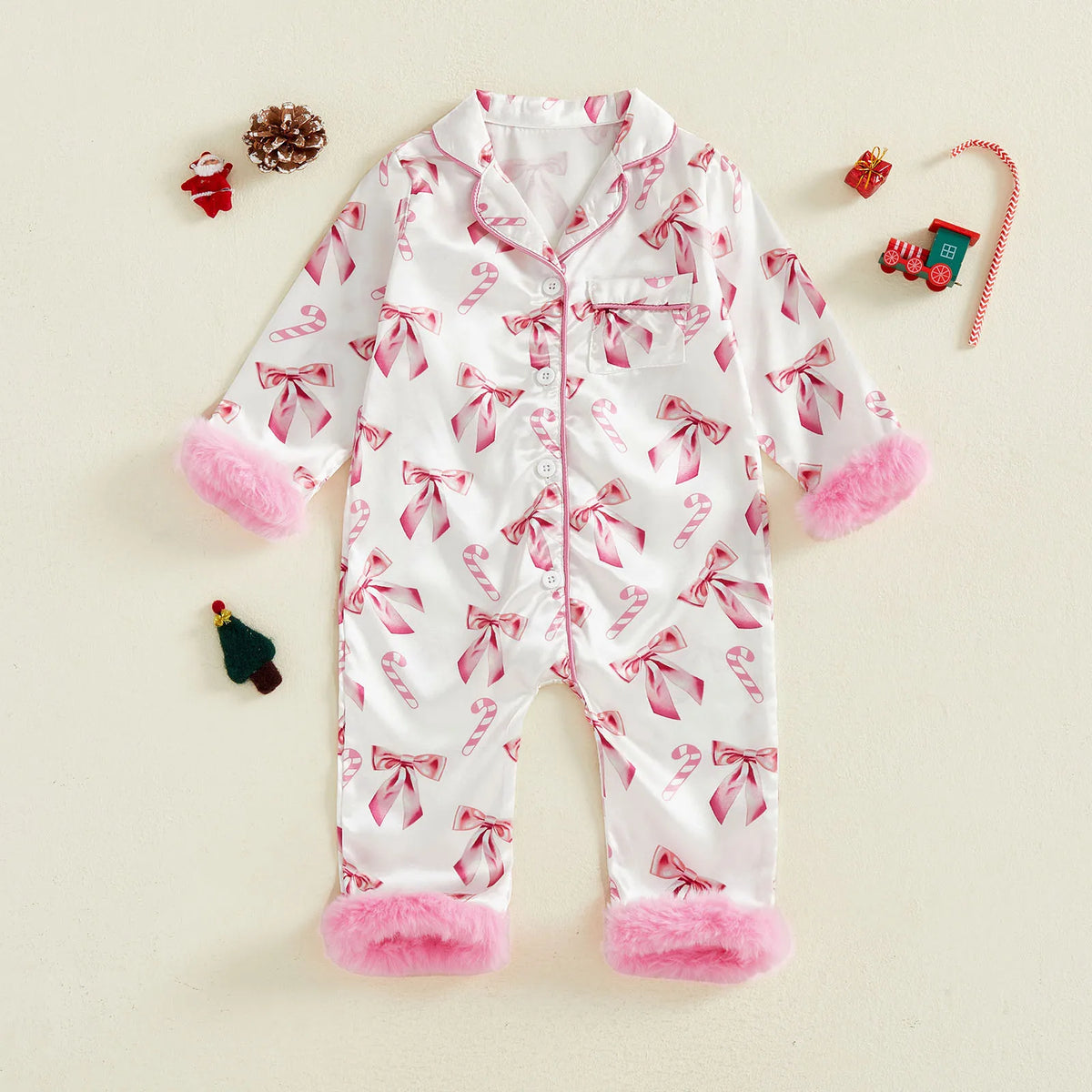 Combinaison Pyjama Bébé Fille Noël Satin