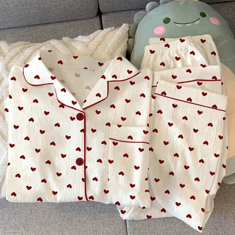 Pyjama Femme Coeurs Rouges
