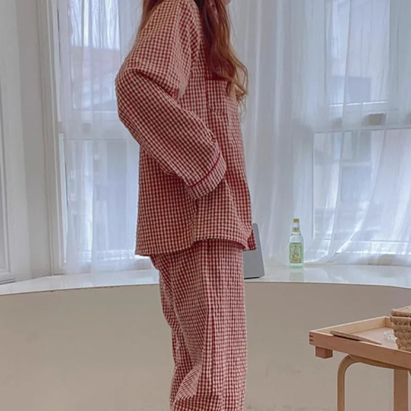 Pyjama Femme Carreaux Rouge