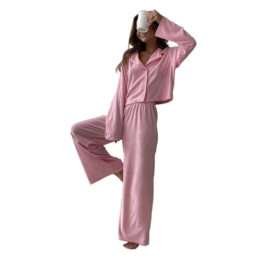 Pyjama en Velours Femme Rose