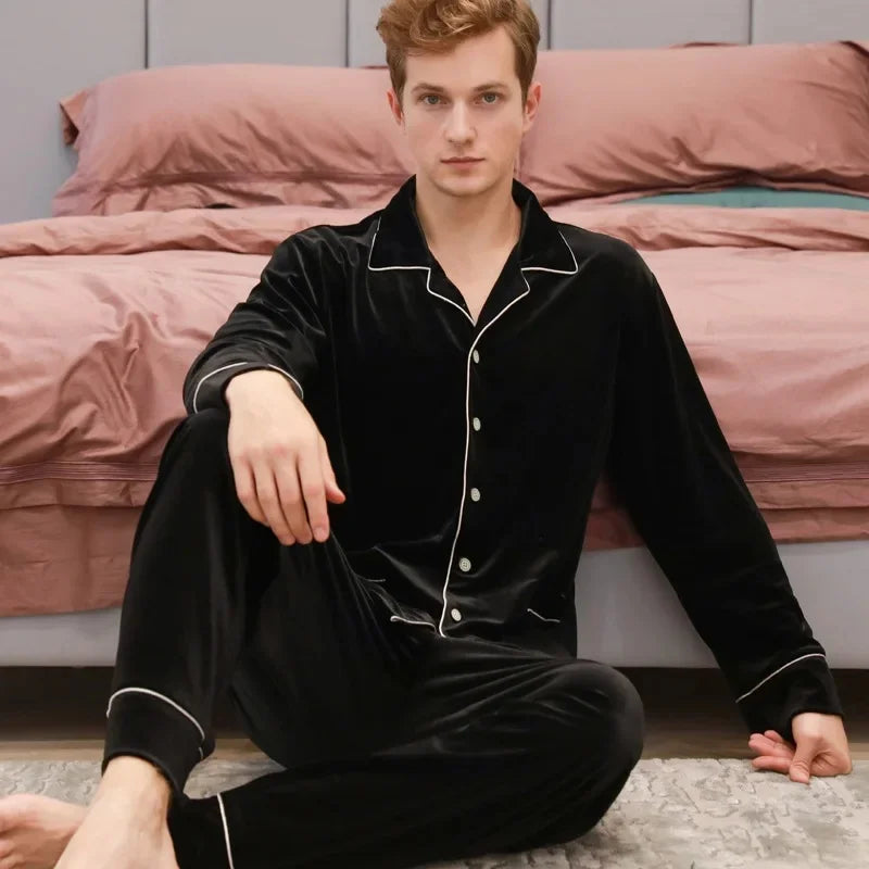 Pyjama Homme Velours Chaud Hiver