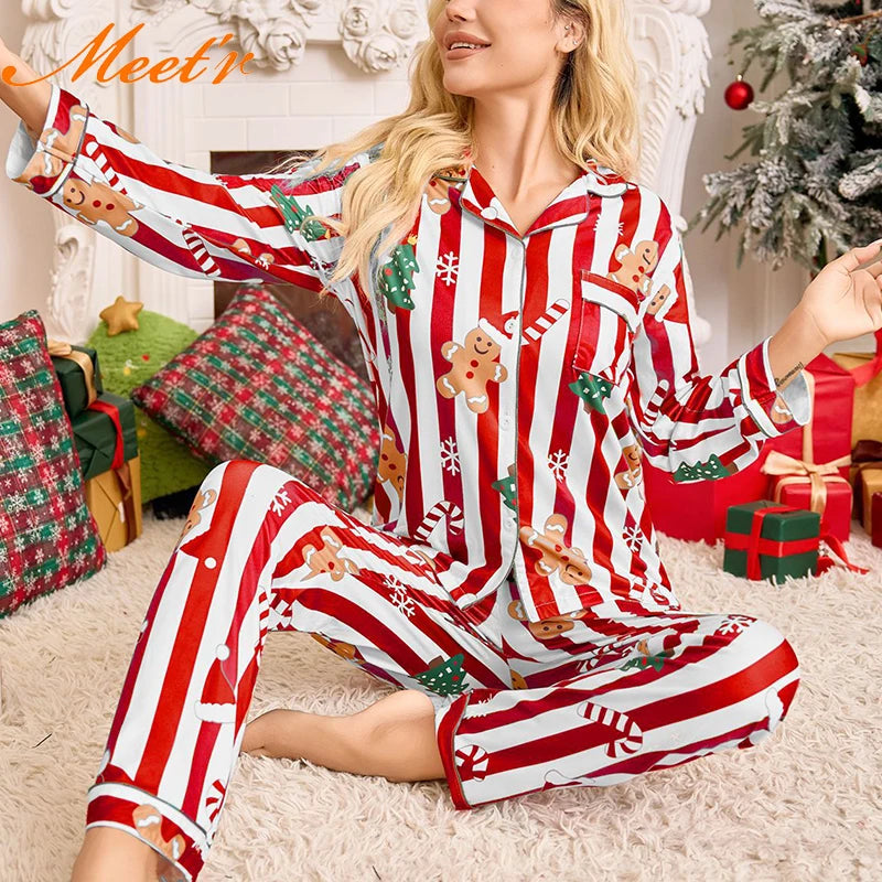 Pyjama Femme Noël Rayures