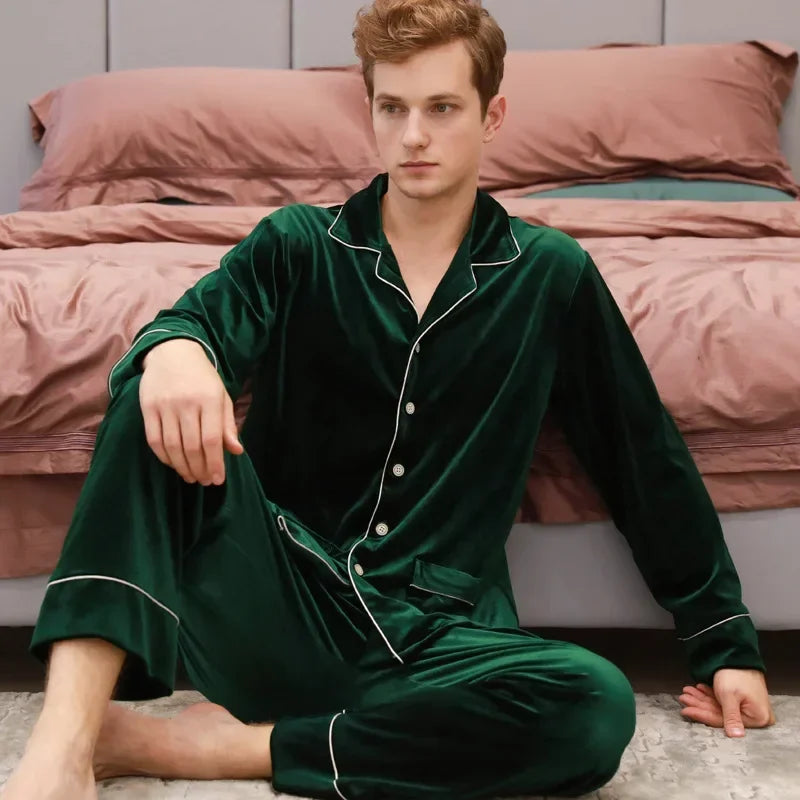 Pyjama Homme Velours Chaud Hiver