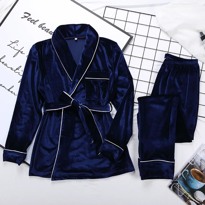 Pyjama Femme Velours Bleu Canard