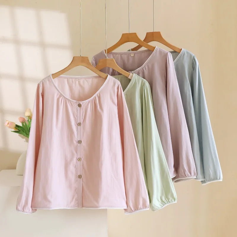 Haut Pyjama Rose Femme Manches Longues