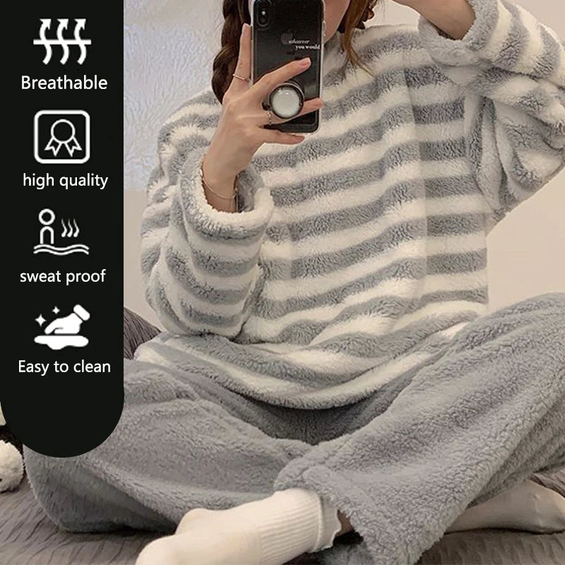 Pyjama Femme en Flanelle Rayures