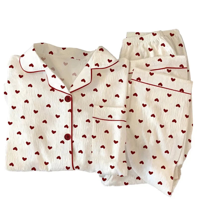 Pyjama Femme Coeurs Rouges
