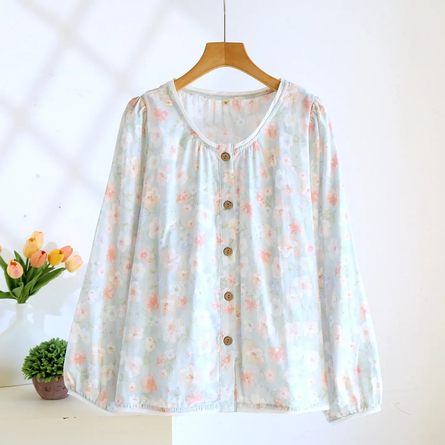 Haut Pyjama Manches Longues Coton