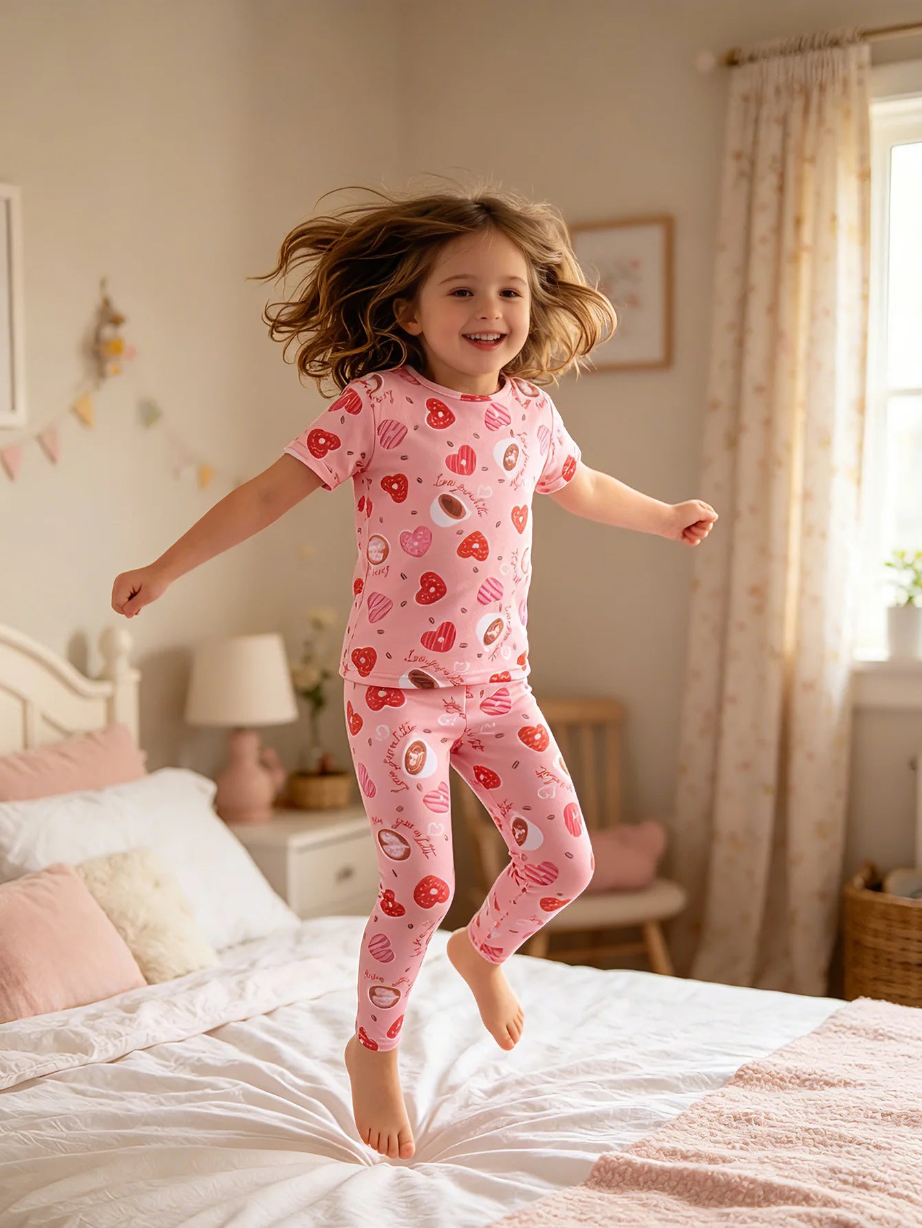 Pyjama Fille Motif Cœurs 2 Pièces