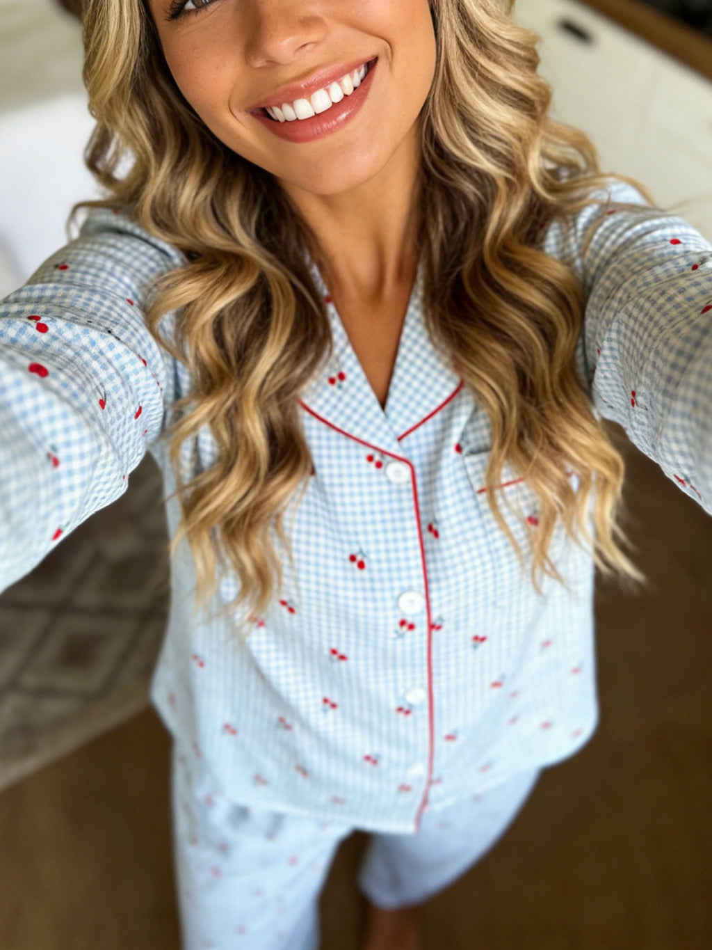 Pyjama Bleu Femme Cerise