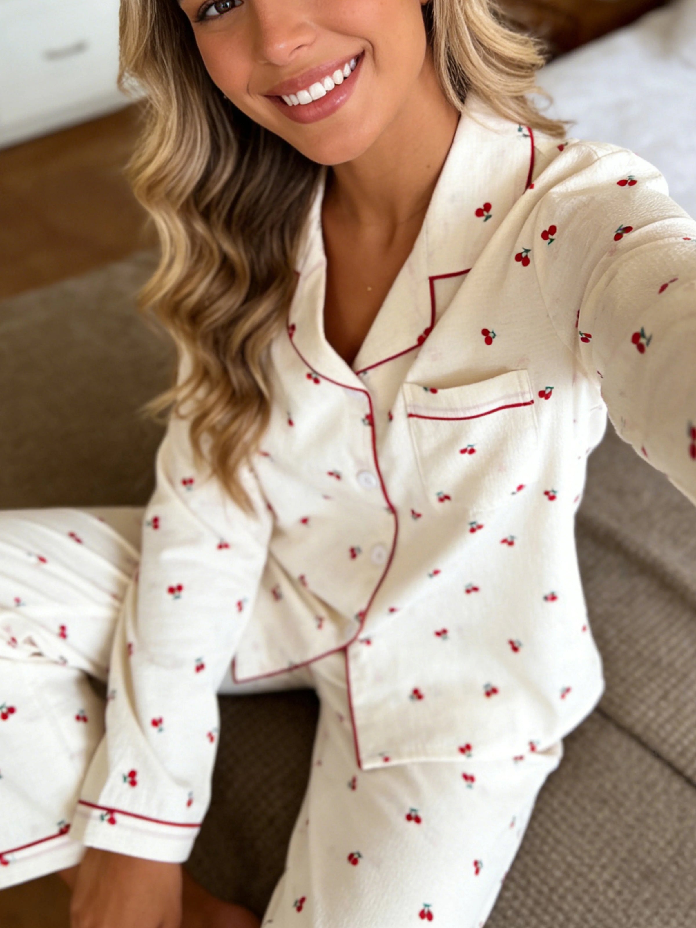 Pyjama Femme Blanc Cerise