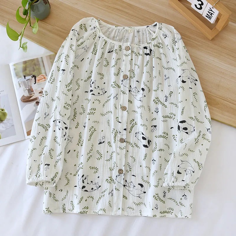 Haut Pyjama Femme Coton Imprimé