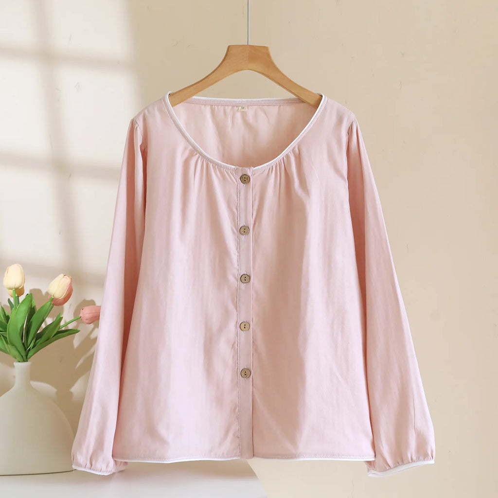 Haut Pyjama Rose Femme Manches Longues