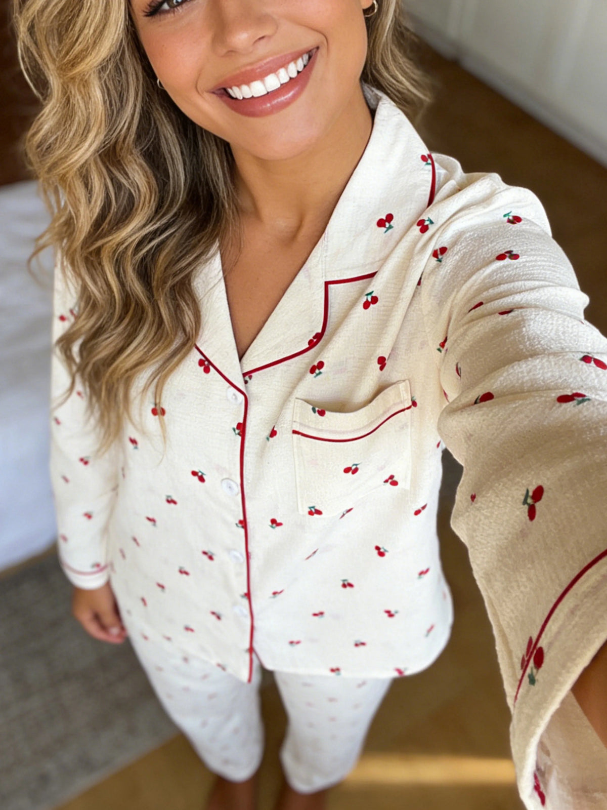 Pyjama Femme Blanc Cerise
