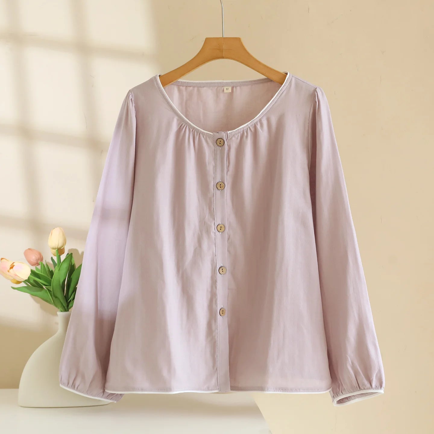Haut Pyjama Rose Femme Manches Longues