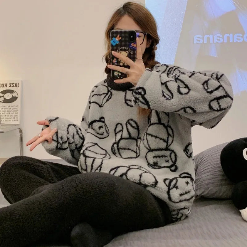 Pyjama Femme en Flanelle Rayures