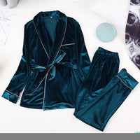 Pyjama Femme Velours Bleu Canard
