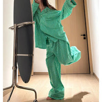 Pyjama Vert à Rayures pour Femme