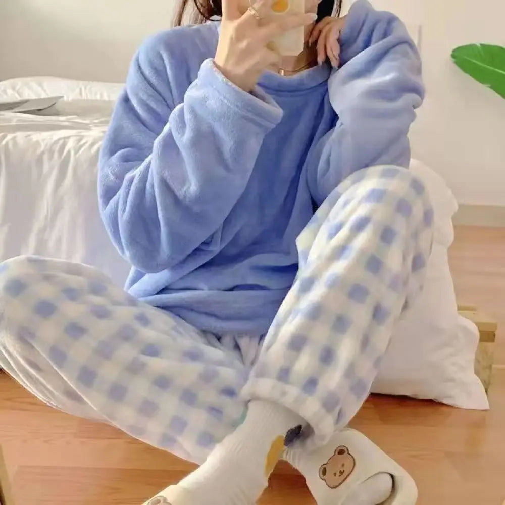 Ensemble Pyjama Femme Polaire Carreaux