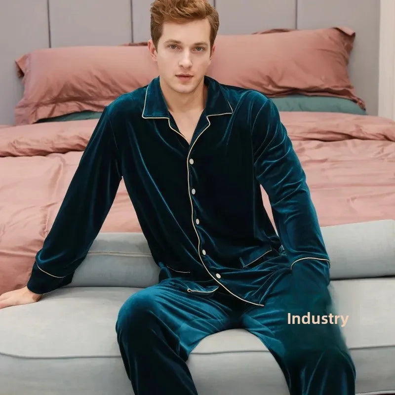 Pyjama Homme Velours Chaud Hiver