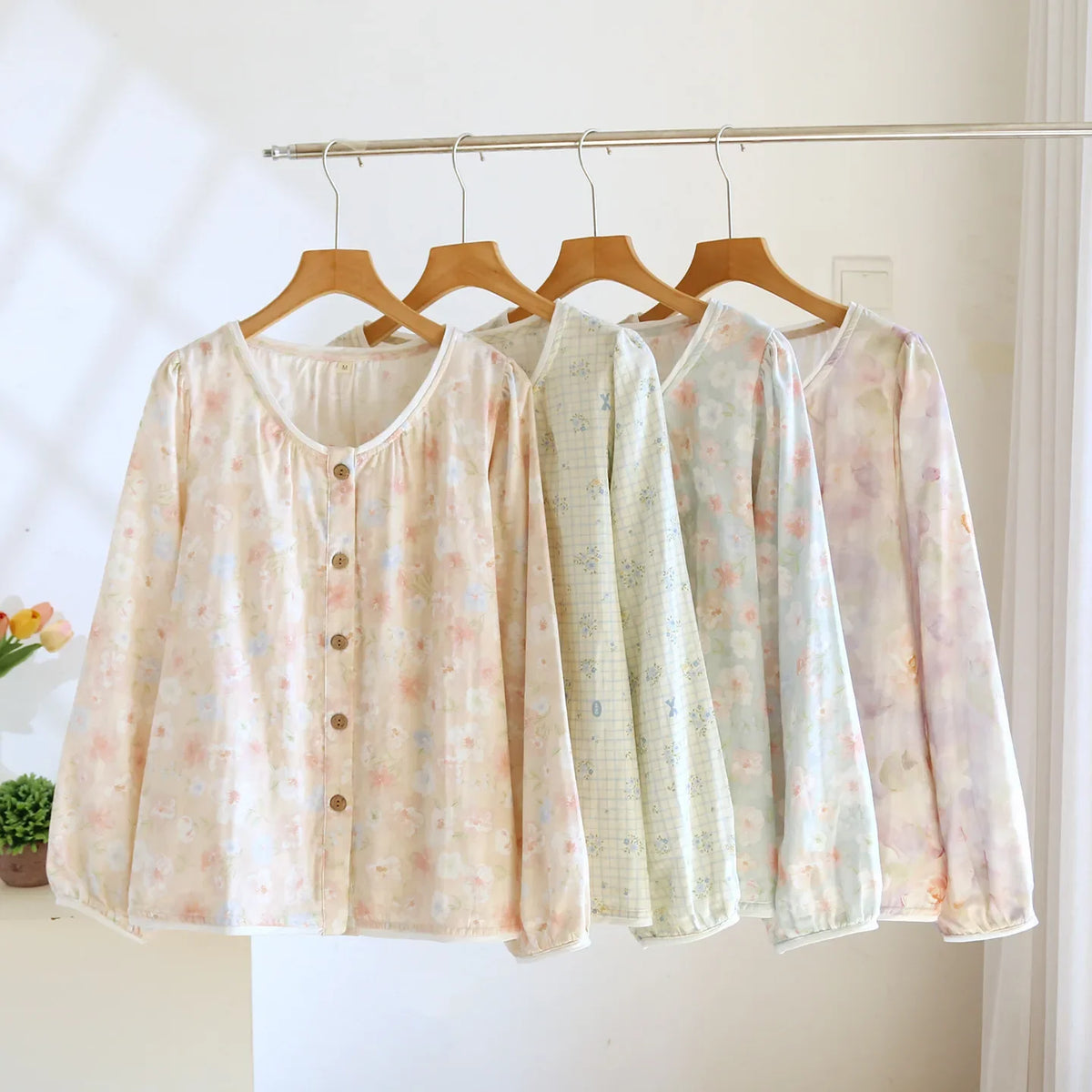 Haut Pyjama Manches Longues Coton