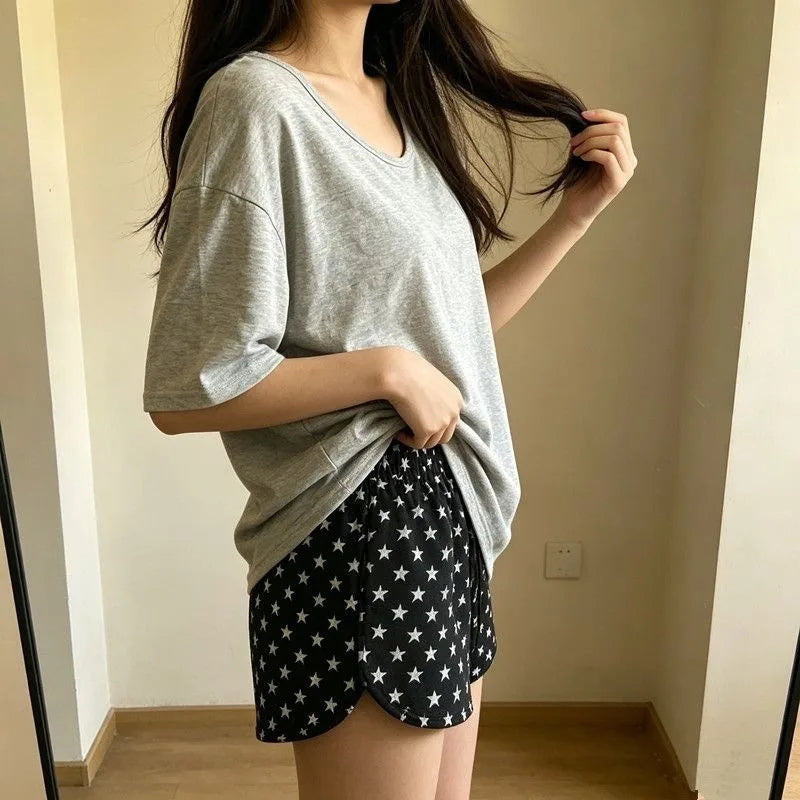 Short Pyjama Femme Gris