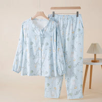 Pyjama Allaitement Coton Bleu