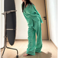 Pyjama Vert à Rayures pour Femme