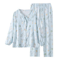 Pyjama Allaitement Coton Bleu