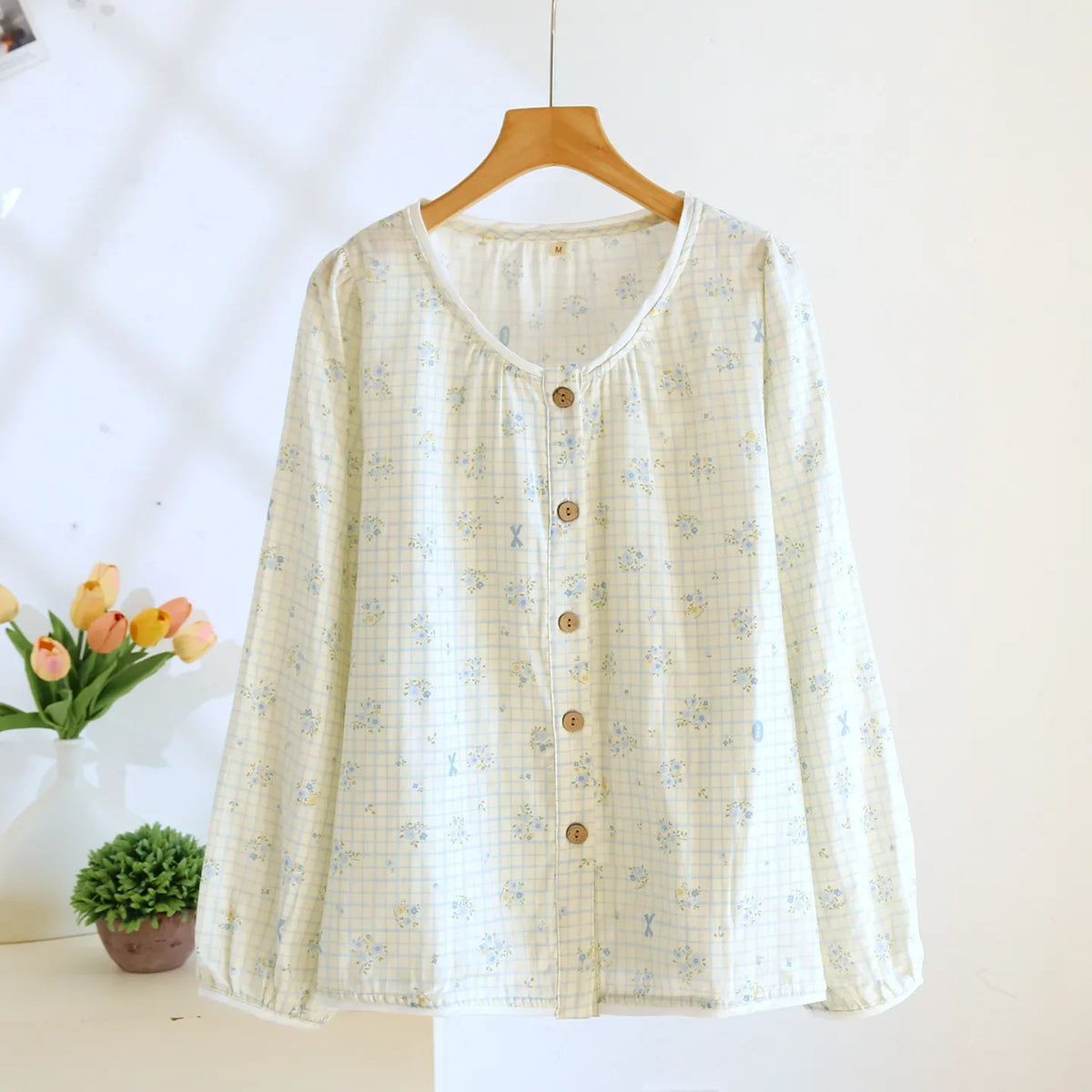 Haut Pyjama Manches Longues Coton