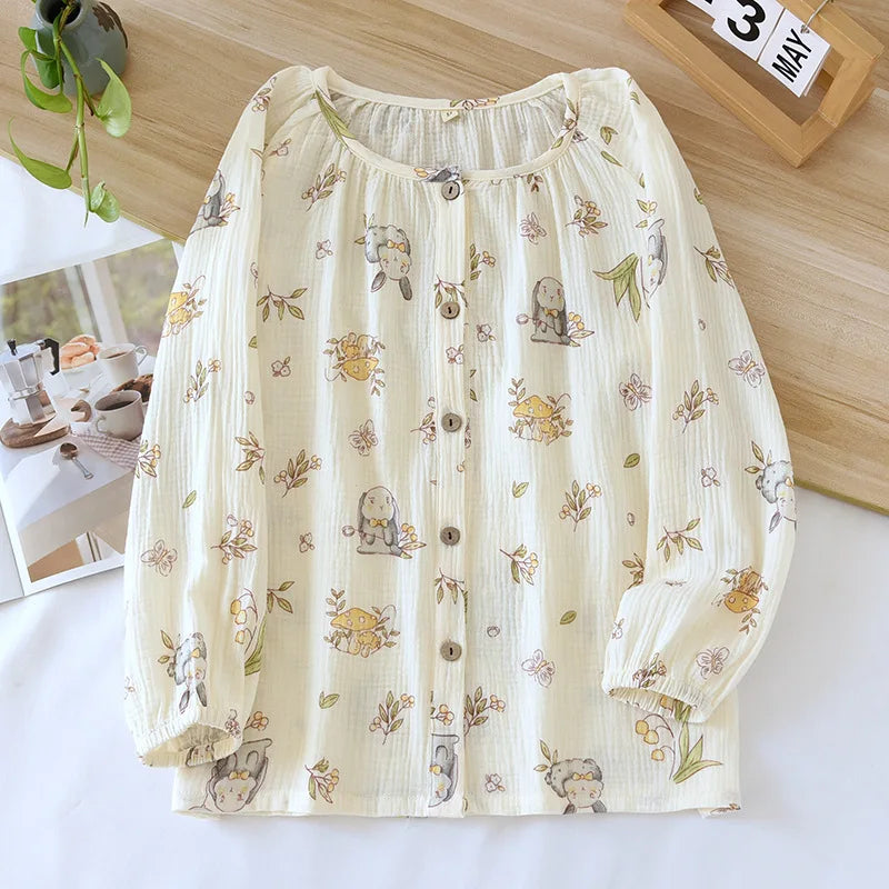 Haut Pyjama Femme Col Rond