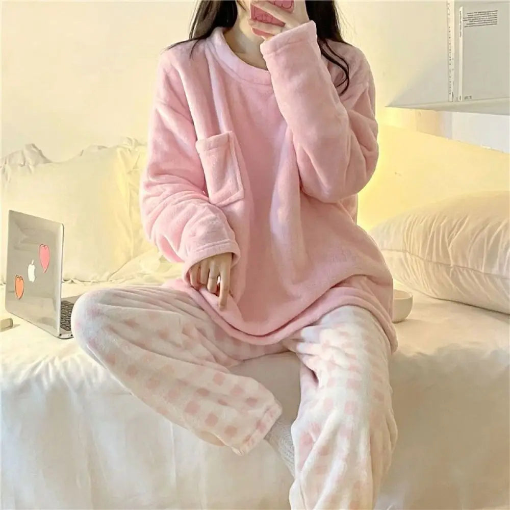 Ensemble Pyjama Femme Polaire Carreaux