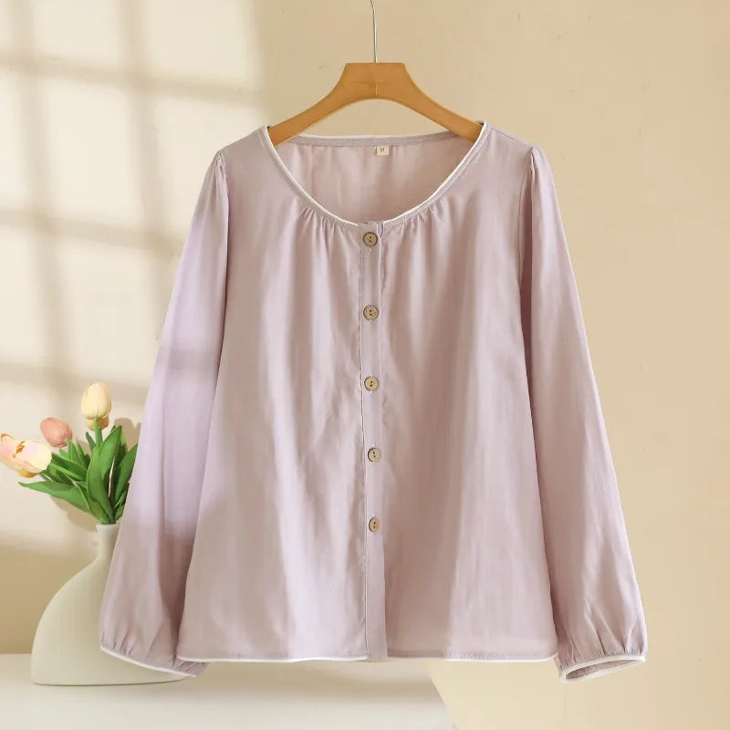 Haut Pyjama Rose Femme Manches Longues