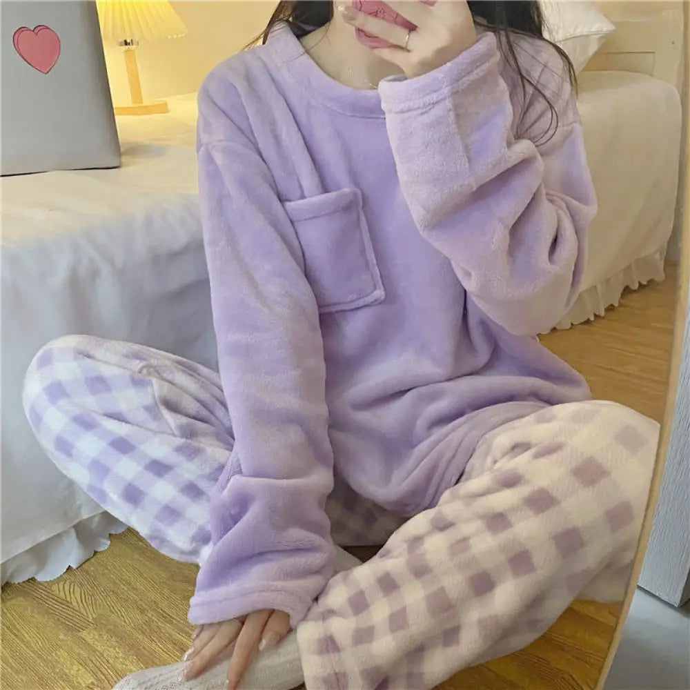 Pyjama Chaud Polaire Femme Violet